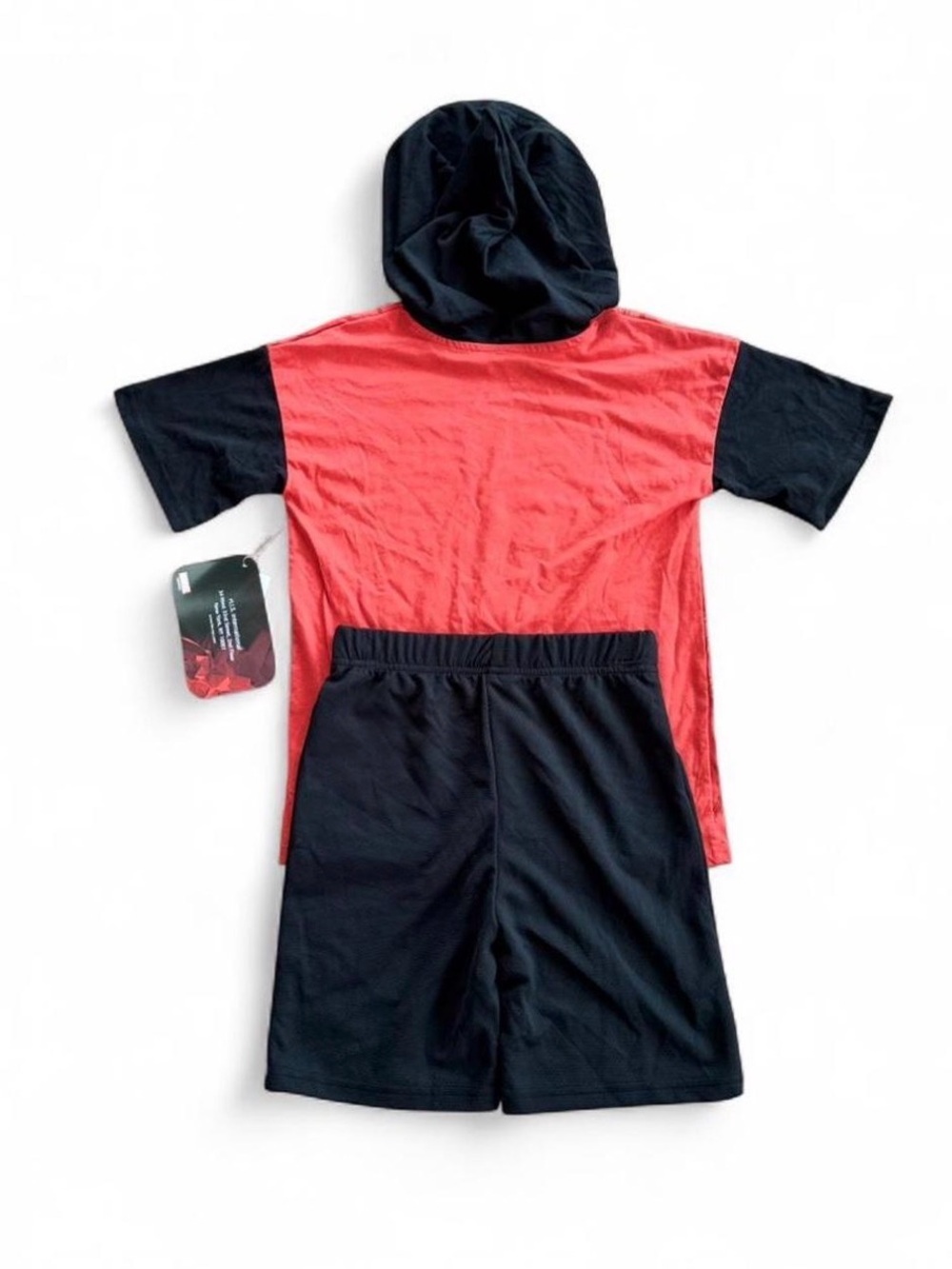 Marvel Spider-Man Miles Morales Boys Hooded Shirt Shorts Set Size 7 Red Black - Picture 6 of 11